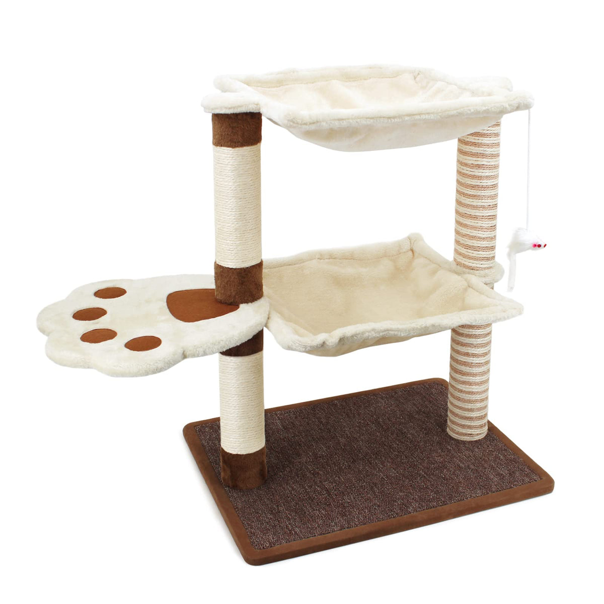Sisal rope cat tree with hammock for indoor cats - The Pet Parlour