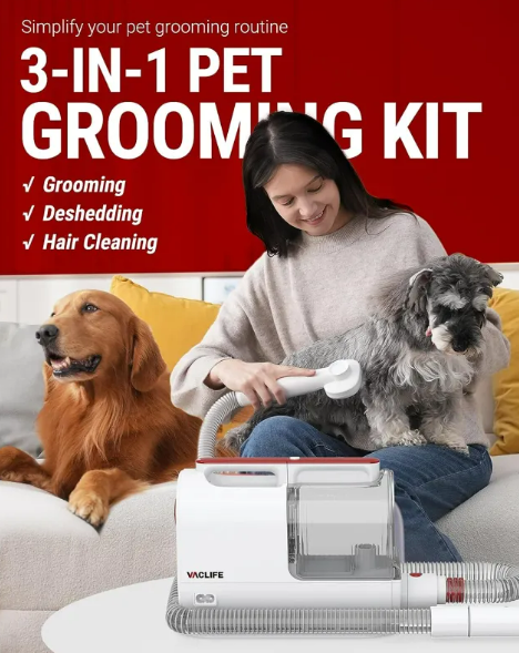 Pet Hair Vacuum & Grooming Kit